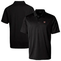 Men's Cutter & Buck Black Miami University RedHawks Prospect Eco Textured Stretch Recycled Polo