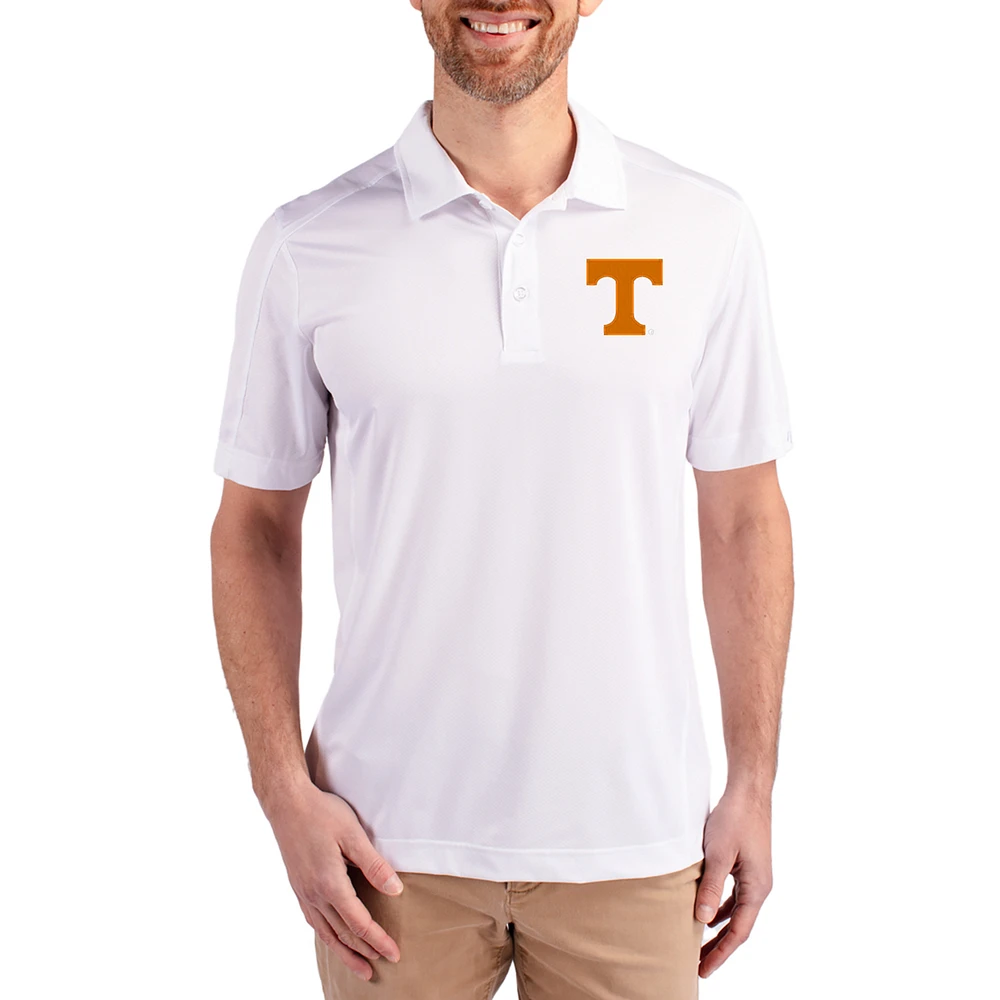 Men's Cutter & Buck White Tennessee Volunteers Prospect Eco Textured Stretch Recycled Polo