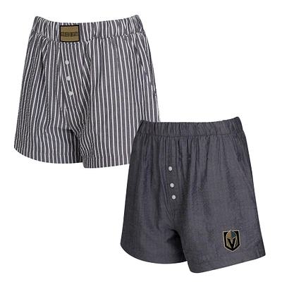 Women's Concepts Sport  Gray Vegas Golden Knights Two-Pack Boxer Shorts Set