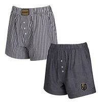 Women's Concepts Sport  Gray Vegas Golden Knights Two-Pack Boxer Shorts Set
