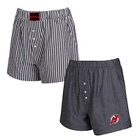 Women's Concepts Sport  Charcoal New Jersey Devils Two-Pack Boxer Shorts Set