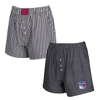 Women's Concepts Sport  Charcoal New York Rangers Two-Pack Boxer Shorts Set