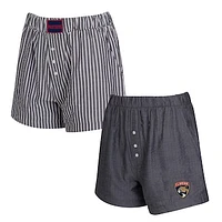 Women's Concepts Sport  Charcoal Florida Panthers Two-Pack Boxer Shorts Set