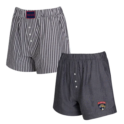 Women's Concepts Sport  Charcoal Florida Panthers Two-Pack Boxer Shorts Set