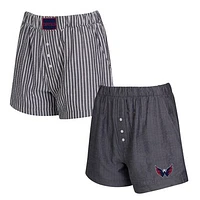 Women's Concepts Sport  Charcoal Washington Capitals Two-Pack Boxer Shorts Set