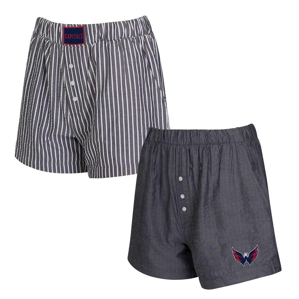 Women's Concepts Sport Charcoal Washington Capitals Two-Pack Boxer Shorts Set