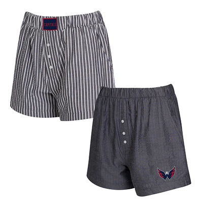 Women's Concepts Sport  Charcoal Washington Capitals Two-Pack Boxer Shorts Set