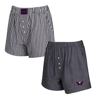 Women's Concepts Sport  Charcoal Washington Capitals Two-Pack Boxer Shorts Set