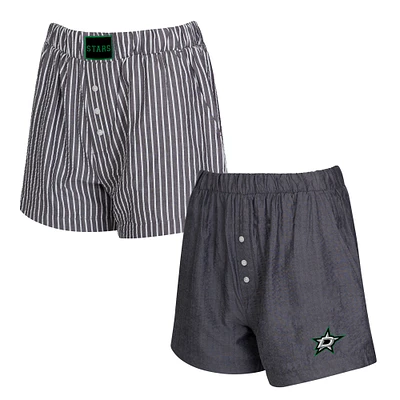 Women's Concepts Sport  Charcoal Dallas Stars Two-Pack Boxer Shorts Set