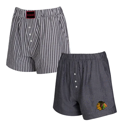 Women's Concepts Sport  Charcoal Chicago Blackhawks Two-Pack Boxer Shorts Set