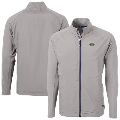 Men's Cutter & Buck  Gray Marshall Thundering Herd Adapt Eco Knit Hybrid Recycled Full-Zip Jacket
