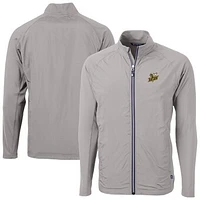 Men's Cutter & Buck  Gray Baldwin Wallace Yellow Jackets Adapt Eco Knit Hybrid Recycled Full-Zip Jacket