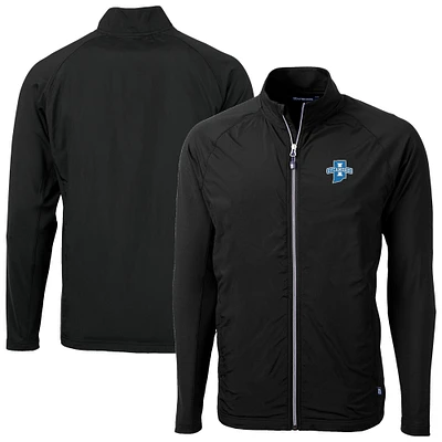 Men's Cutter & Buck  Black Indiana State Sycamores Adapt Eco Knit Hybrid Recycled Full-Zip Jacket