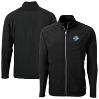 Men's Cutter & Buck  Black Indiana State Sycamores Adapt Eco Knit Hybrid Recycled Full-Zip Jacket