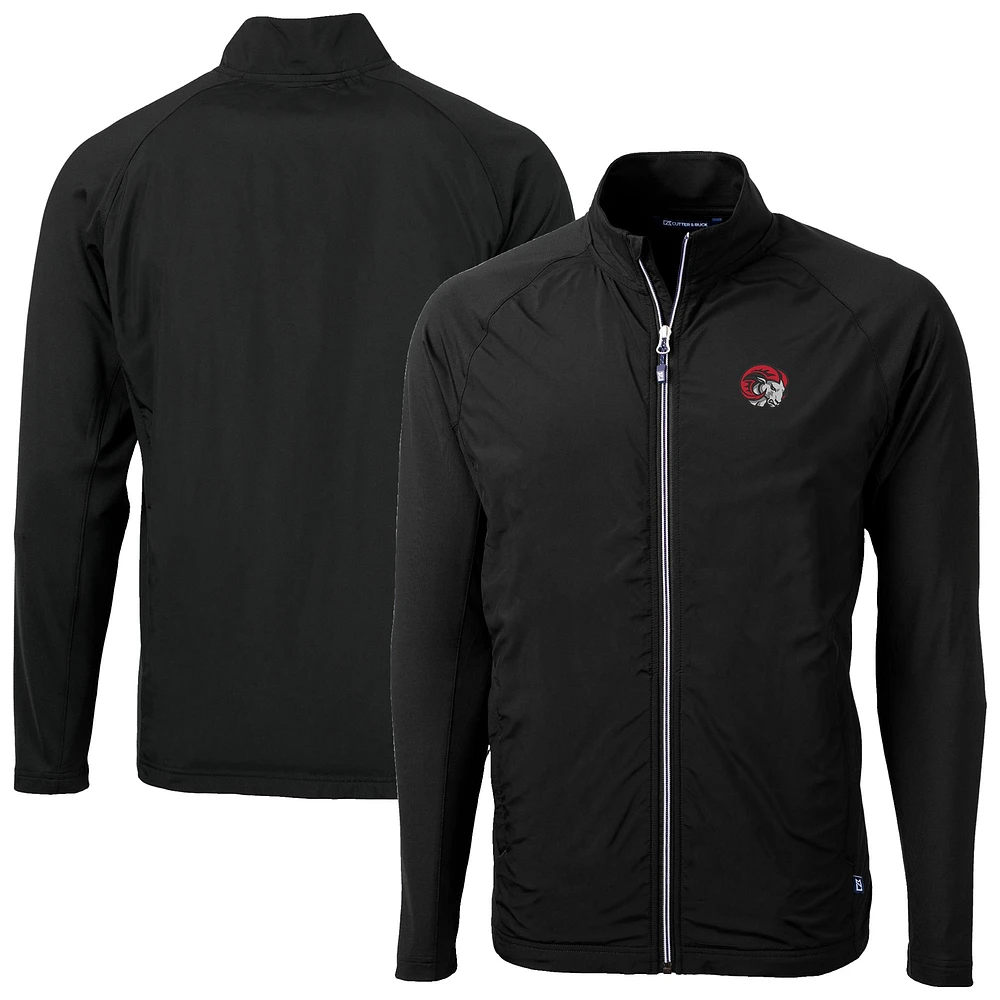 Men's Cutter & Buck Black Winston-Salem State Rams Adapt Eco Knit Hybrid Recycled Full-Zip Jacket