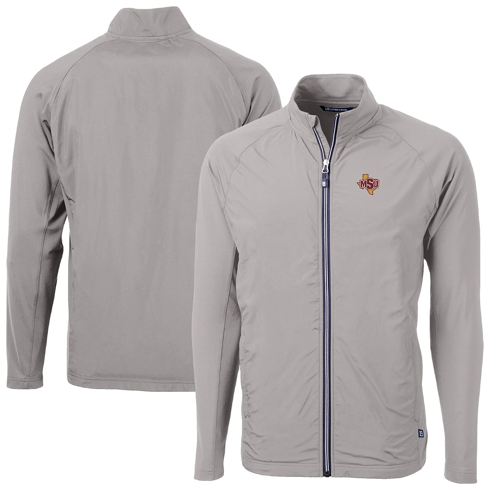 Men's Cutter & Buck Midwestern State Mustangs Adapt Eco Knit Hybrid Recycled Full-Zip Jacket