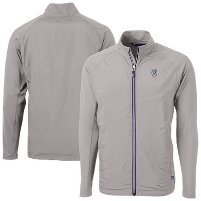 Men's Cutter & Buck  Gray Emory Eagles Adapt Eco Knit Hybrid Recycled Full-Zip Jacket