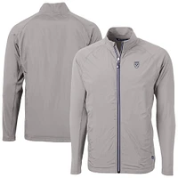 Men's Cutter & Buck  Gray Emory Eagles Adapt Eco Knit Hybrid Recycled Full-Zip Jacket