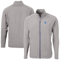Men's Cutter & Buck  Gray Kentucky Wildcats Adapt Eco Knit Hybrid Recycled Full-Zip Jacket