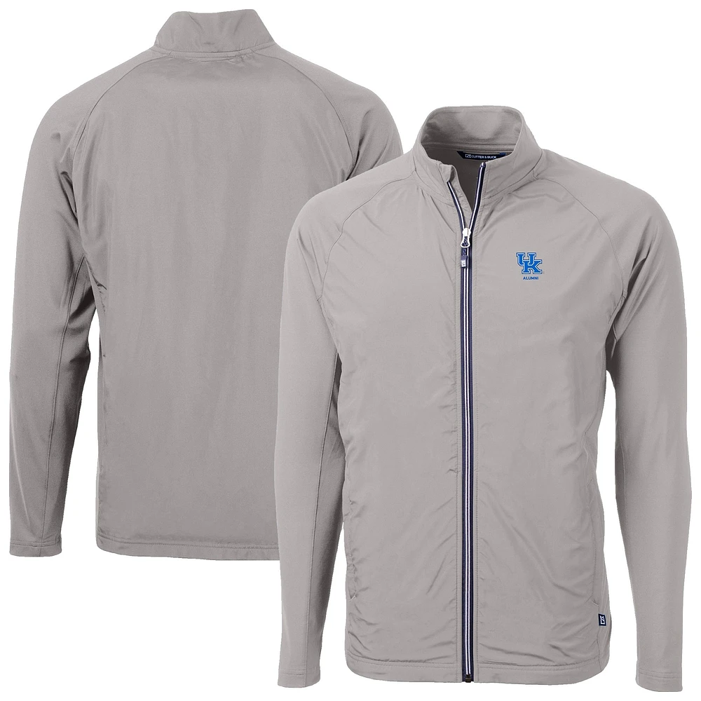 Men's Cutter & Buck  Gray Kentucky Wildcats Adapt Eco Knit Hybrid Recycled Full-Zip Jacket