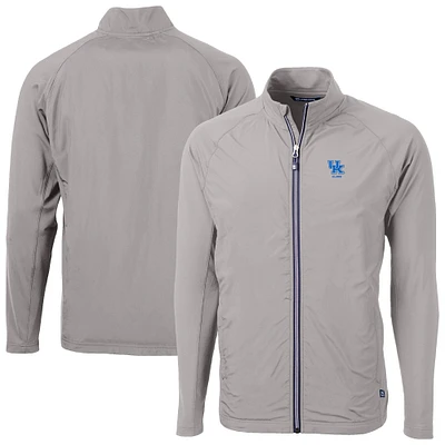 Men's Cutter & Buck  Gray Kentucky Wildcats Adapt Eco Knit Hybrid Recycled Full-Zip Jacket