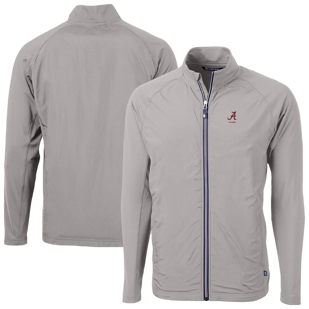 Men's Cutter & Buck Gray Alabama Crimson Tide Adapt Eco Knit Hybrid Recycled Full-Zip Jacket