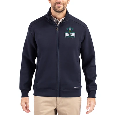 Men's Cutter & Buck  Navy UNC Wilmington Seahawks Roam Eco Recycled Full-Zip Jacket