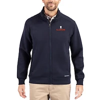 Men's Cutter & Buck  Navy Illinois Fighting Illini Roam Eco Recycled Full-Zip Jacket
