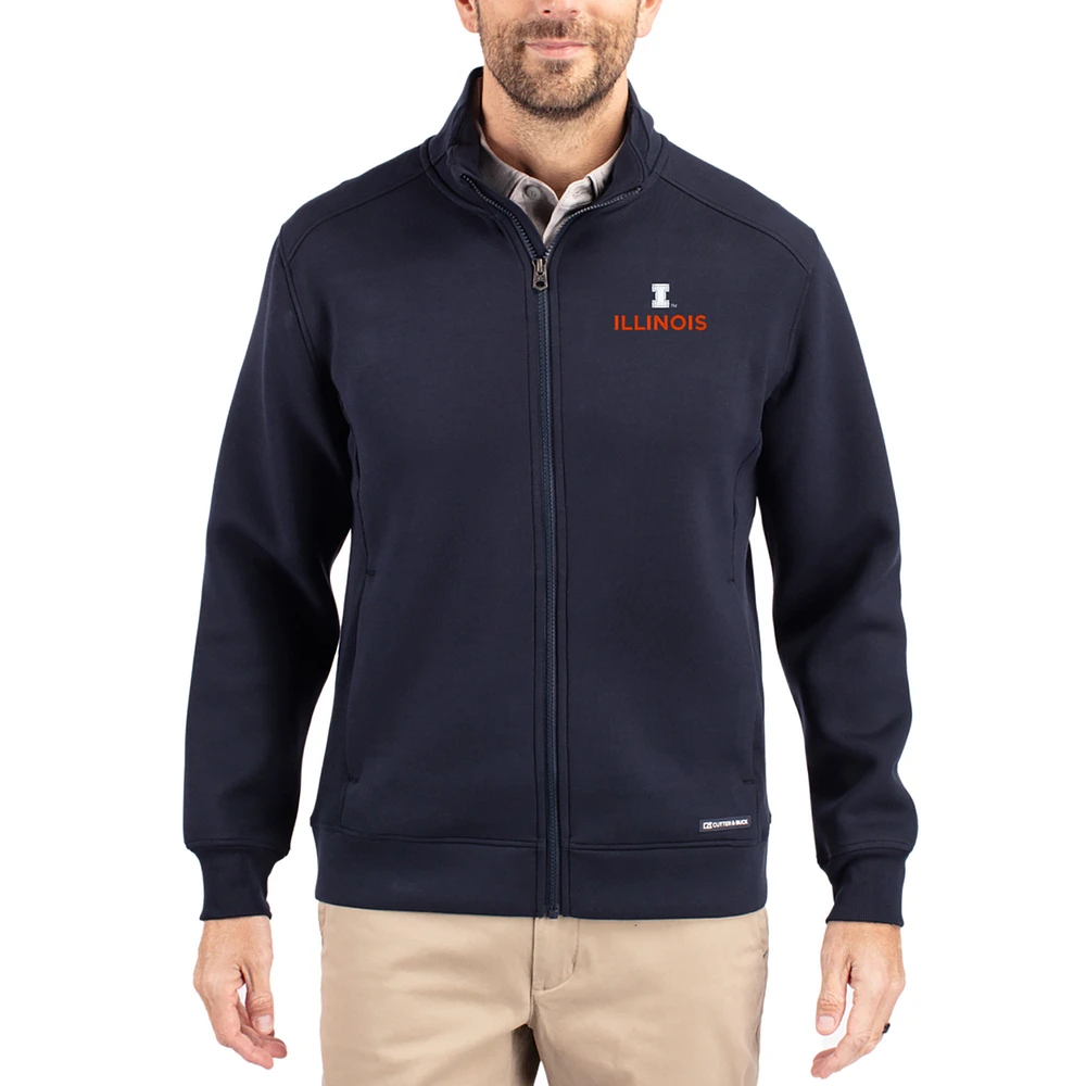 Men's Cutter & Buck Navy Illinois Fighting Illini Roam Eco Recycled Full-Zip Jacket