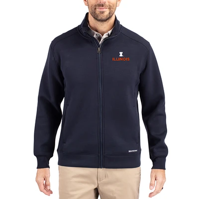 Men's Cutter & Buck  Navy Illinois Fighting Illini Roam Eco Recycled Full-Zip Jacket
