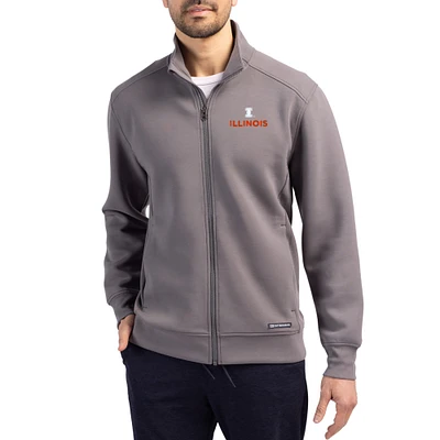 Men's Cutter & Buck Gray Illinois Fighting Illini Roam Eco Recycled Full-Zip Jacket