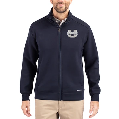 Men's Cutter & Buck  Navy Utah State Aggies Roam Eco Recycled Full-Zip Jacket