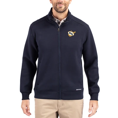 Men's Cutter & Buck  Navy West Virginia Mountaineers Roam Eco Recycled Full-Zip Jacket