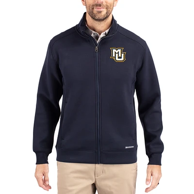 Men's Cutter & Buck  Navy Marquette Golden Eagles Roam Eco Recycled Full-Zip Jacket