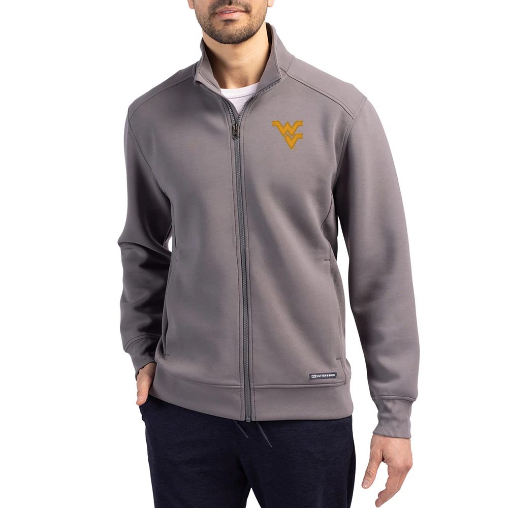 Men's Cutter & Buck Gray West Virginia Mountaineers Roam Eco Recycled Full-Zip Jacket