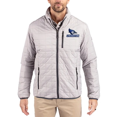 Men's Cutter & Buck  Gray Creighton Bluejays Rainier Eco Insulated PrimaLoft Full-Zip Puffer Jacket
