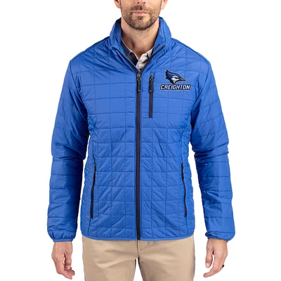 Men's Cutter & Buck  Royal Creighton Bluejays Rainier Eco Insulated PrimaLoft Full-Zip Puffer Jacket