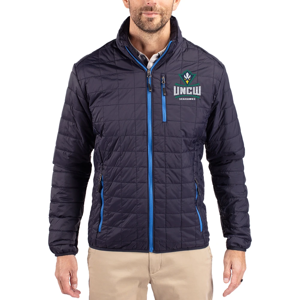 Men's Cutter & Buck Navy UNC Wilmington Seahawks Rainier Eco Insulated PrimaLoft Full-Zip Puffer Jacket