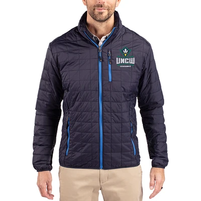 Men's Cutter & Buck  Navy UNC Wilmington Seahawks Rainier Eco Insulated PrimaLoft Full-Zip Puffer Jacket