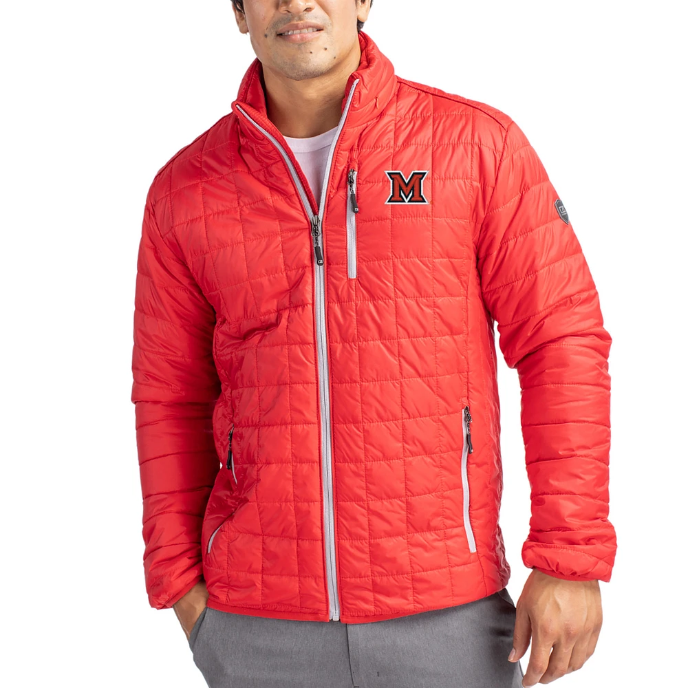 Men's Cutter & Buck Miami University RedHawks Rainier Eco Insulated PrimaLoft Full-Zip Puffer Jacket