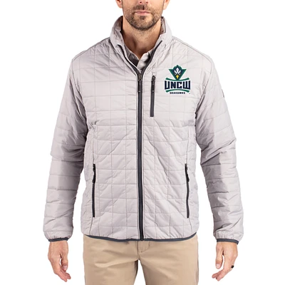 Men's Cutter & Buck  Gray UNC Wilmington Seahawks Rainier Eco Insulated PrimaLoft Full-Zip Puffer Jacket