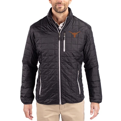 Men's Cutter & Buck  Black Texas Longhorns Rainier Eco Insulated PrimaLoft Full-Zip Puffer Jacket