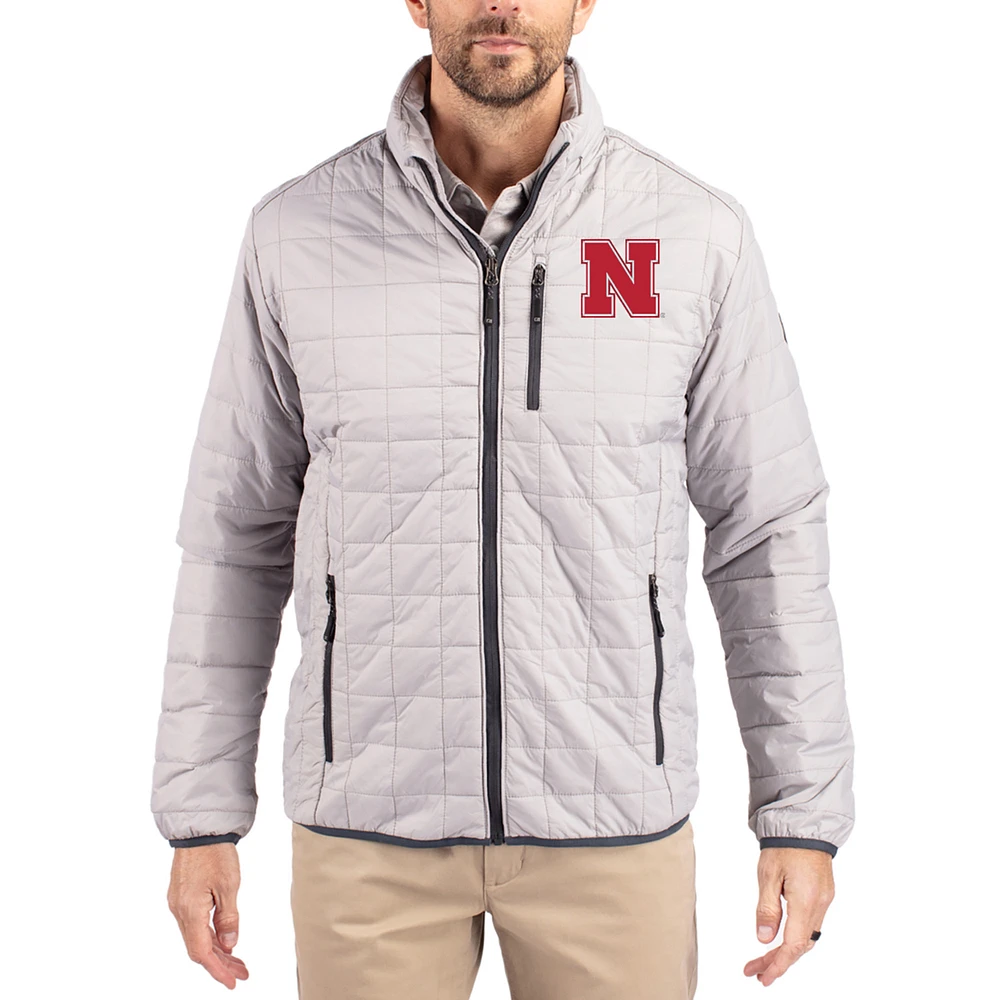 Men's Cutter & Buck Gray Nebraska Huskers Rainier Eco Insulated PrimaLoft Full-Zip Puffer Jacket