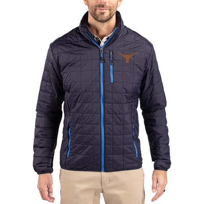 Men's Cutter & Buck  Navy Texas Longhorns Rainier Eco Insulated PrimaLoft Full-Zip Puffer Jacket