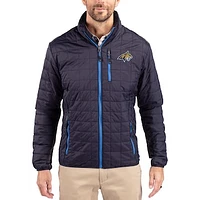 Men's Cutter & Buck  Navy Montana State Bobcats Rainier Eco Insulated PrimaLoft Full-Zip Puffer Jacket