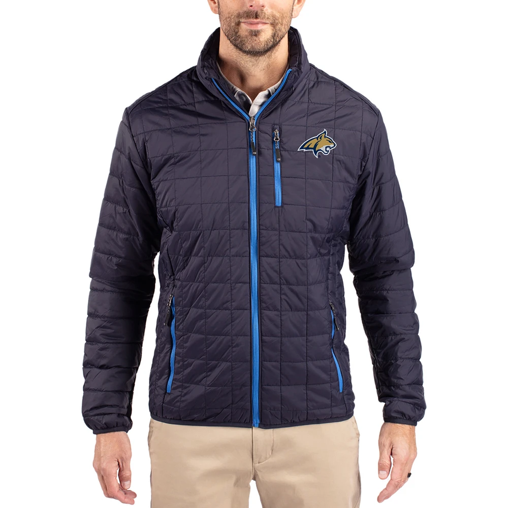 Men's Cutter & Buck Navy Montana State Bobcats Rainier Eco Insulated PrimaLoft Full-Zip Puffer Jacket