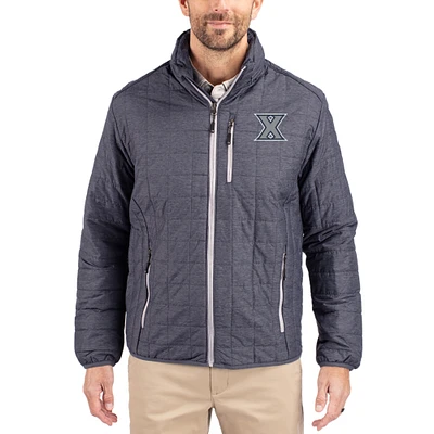 Men's Cutter & Buck  Anthracite Xavier Musketeers Rainier Eco Insulated PrimaLoft Full-Zip Puffer Jacket