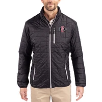 Men's Cutter & Buck  Black San Diego State Aztecs Rainier Eco Insulated PrimaLoft Full-Zip Puffer Jacket