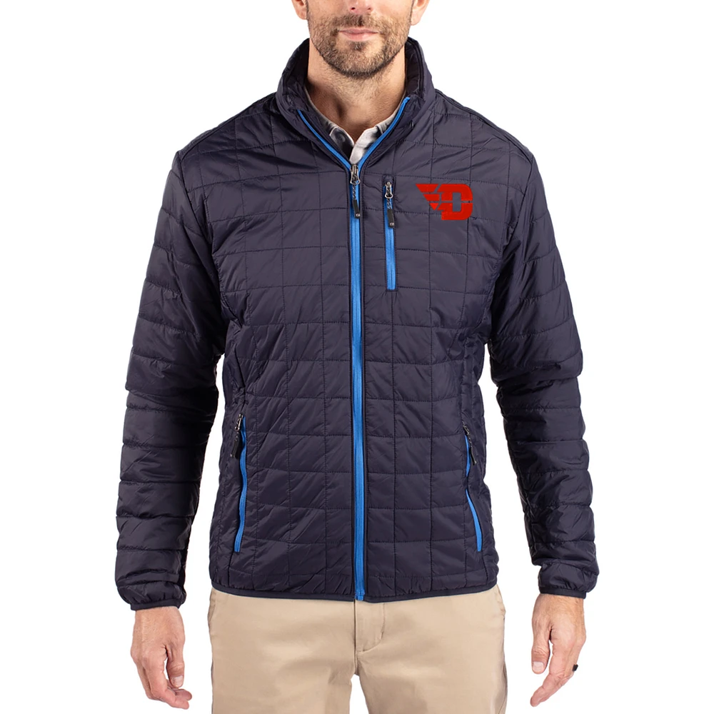 Men's Cutter & Buck Navy Dayton Flyers Rainier Eco Insulated PrimaLoft Full-Zip Puffer Jacket