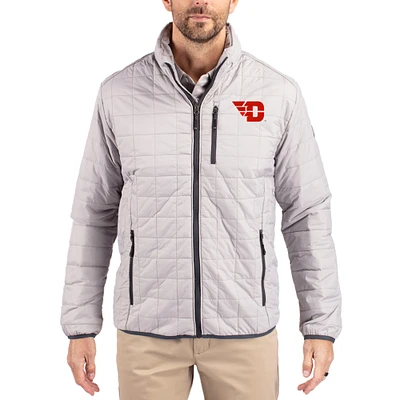 Men's Cutter & Buck  Gray Dayton Flyers Rainier Eco Insulated PrimaLoft Full-Zip Puffer Jacket